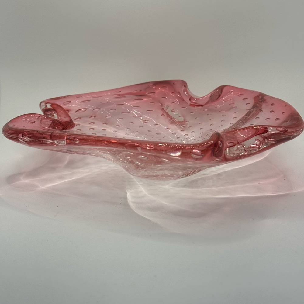 Vintage Murano Pink Bullicante Free Form Bowl/ Ashtray